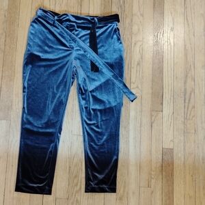 Jules & Leopold Deep Teal Velvet Pants with Tie Waist